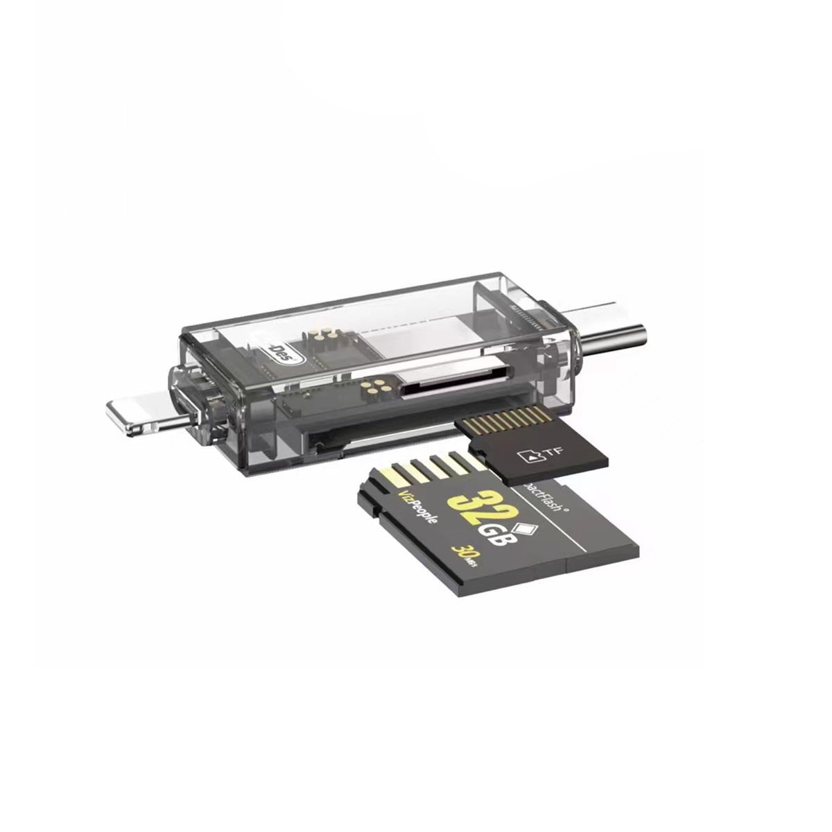 Type-C & Lightning iOS Çıkışlı 4 in 1 OTG Telefon için Hafıza Kart Okuyucu